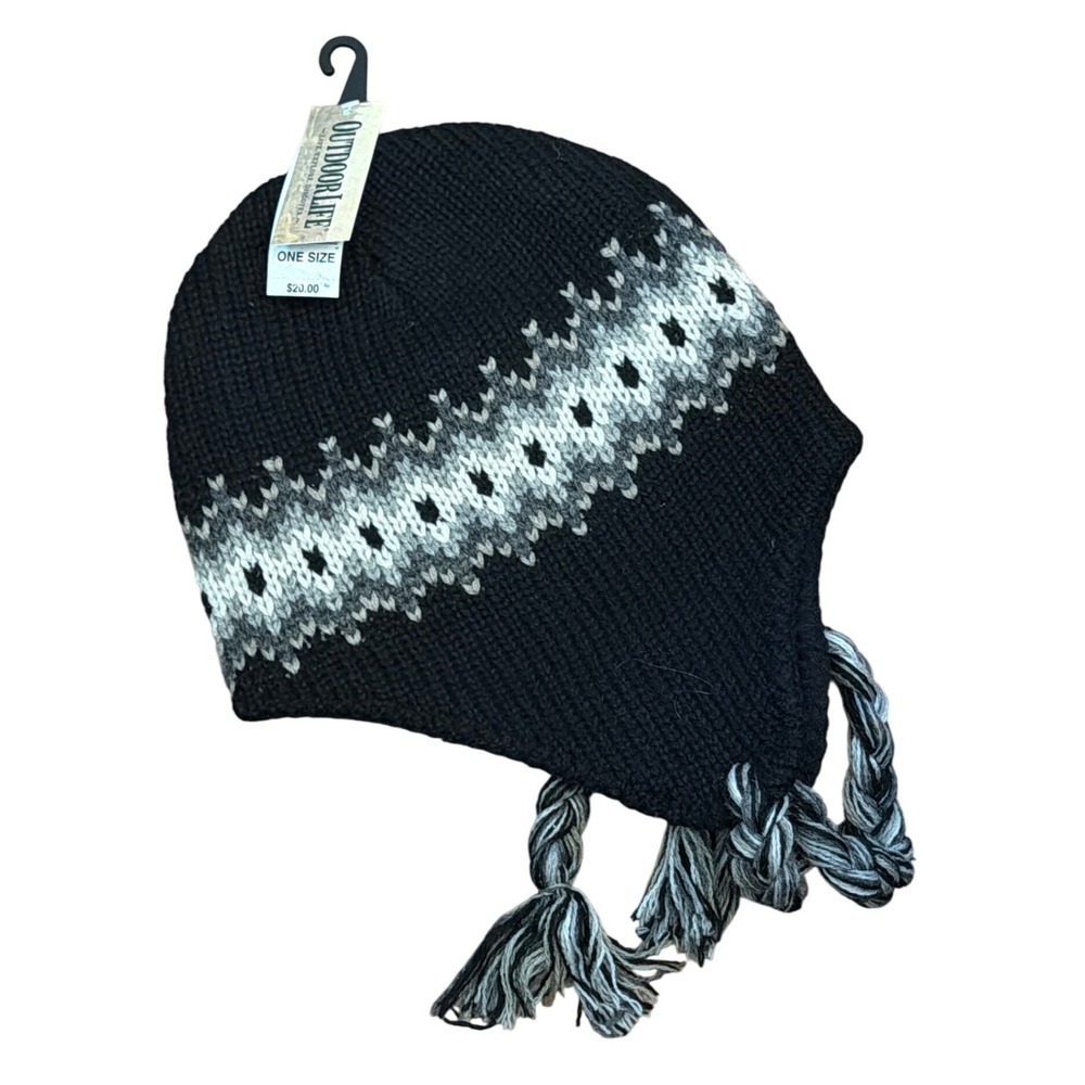NWT Outdoor Life Mens Fair Isle Peruvian Beanie Trapper Hat Gorpcore Winter